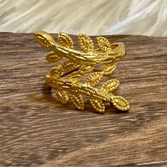 18k Yellow Plated Gold Leaf Statement Ring Artisan Collection of Columbia Size 8 - Picture 2 of 8